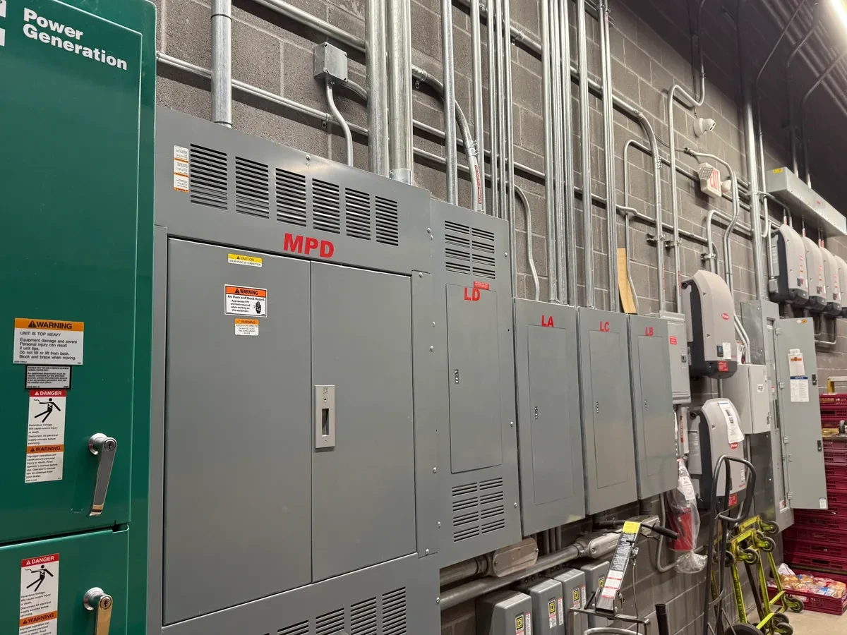 Electrician working in commercial building